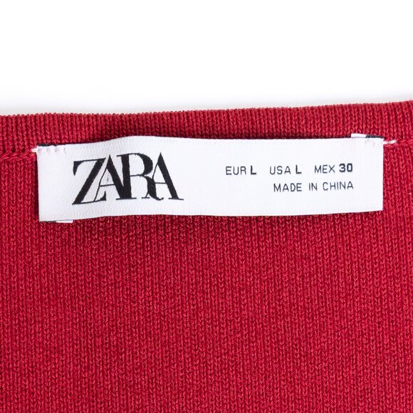 Zara Red Knit Vest Sleeveless Top Gold Side Buttons Large NEW - Picture 6 of 13